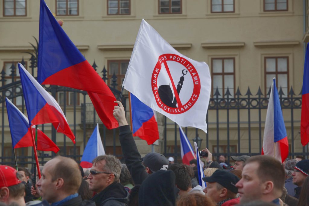 Photo showing a protest by Blok Proti Islam, a Czech far right anti-Islam movement.